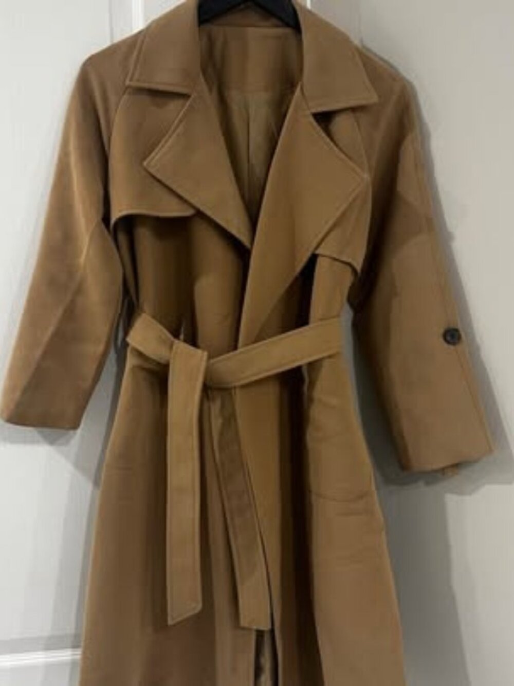 Classic Camel Belted Trench Coat - Size S